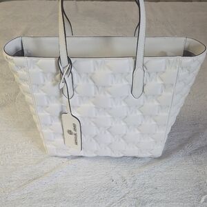 Michael Kors White Embossed MK Tote